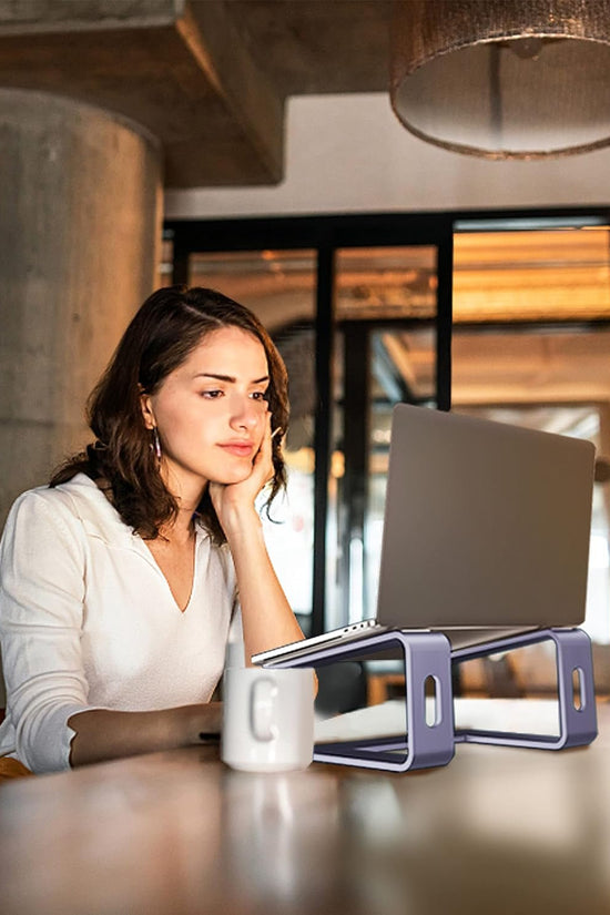 Laptop Stand, Aluminum Computer Riser, Ergonomic Laptops Elevator for Desk, Metal Holder Compatible with 10 to 15.6 Inches Notebook Computer, Purple - Velinare
