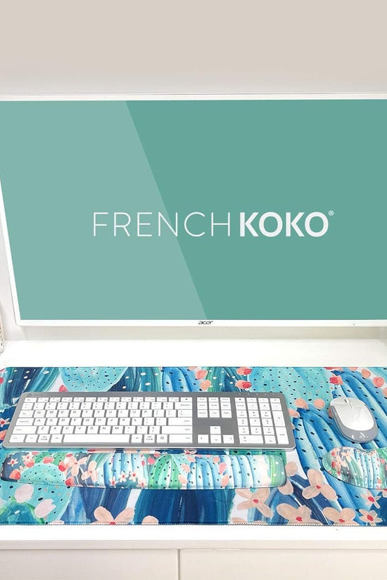 Large Mouse Pad Long Desk Mat Keyboard Pad Desktop Accessories Home School College Decor Supplies Pretty Extended Mousepad Big Office Essentials Women Girls XL Plant Pink Green Cute Cactus - Velinare