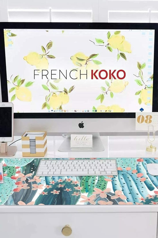 Large Mouse Pad Long Desk Mat Keyboard Pad Desktop Accessories Home School College Decor Supplies Pretty Extended Mousepad Big Office Essentials Women Girls XL Plant Pink Green Cute Cactus - Velinare