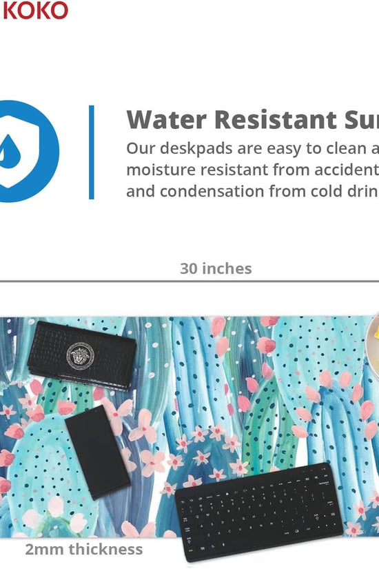 Large Mouse Pad Long Desk Mat Keyboard Pad Desktop Accessories Home School College Decor Supplies Pretty Extended Mousepad Big Office Essentials Women Girls XL Plant Pink Green Cute Cactus - Velinare