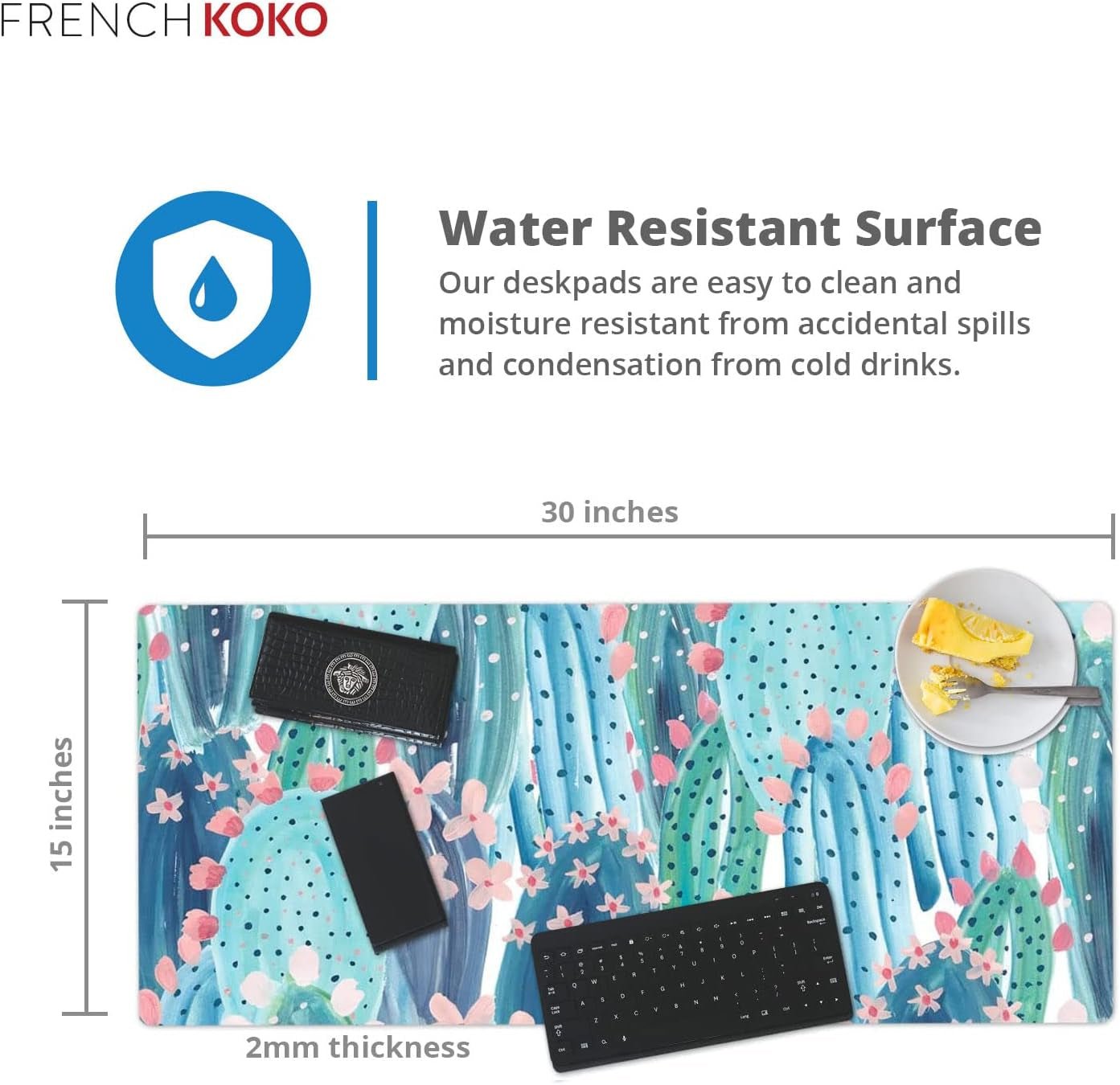 Large Mouse Pad Long Desk Mat Keyboard Pad Desktop Accessories Home School College Decor Supplies Pretty Extended Mousepad Big Office Essentials Women Girls XL Plant Pink Green Cute Cactus - Velinare