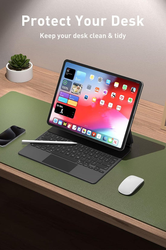 Leather Desk Pad Protector, Mouse Pad, Office Desk Mat, Non - Slip PU Leather Desk Blotter, Laptop Desk Pad, Waterproof Desk Writing Pad for Office and Home (31.5