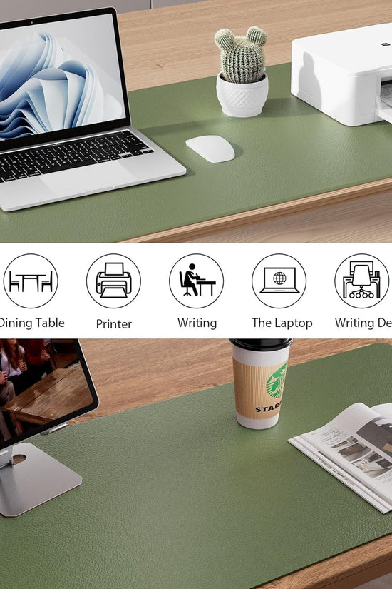 Leather Desk Pad Protector, Mouse Pad, Office Desk Mat, Non - Slip PU Leather Desk Blotter, Laptop Desk Pad, Waterproof Desk Writing Pad for Office and Home (31.5
