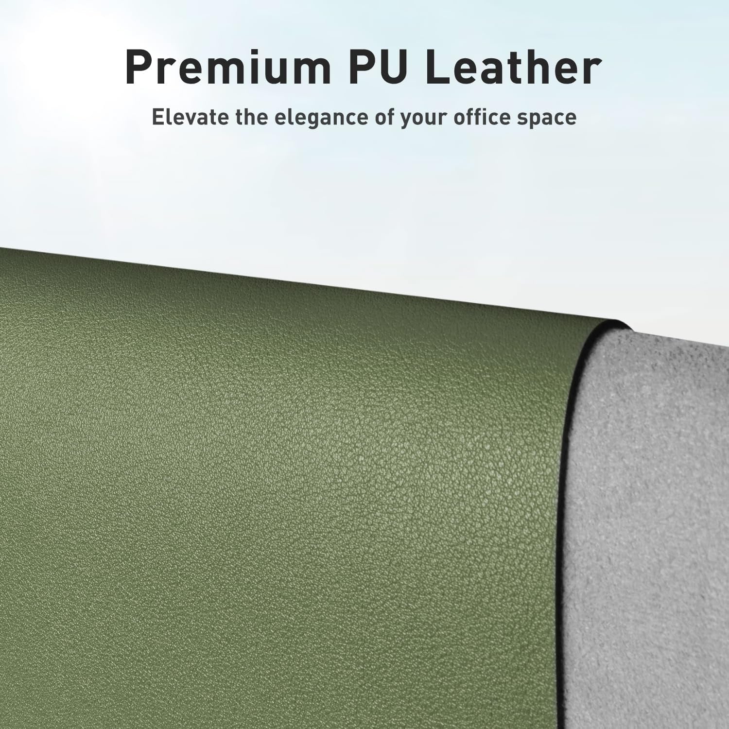 Leather Desk Pad Protector, Mouse Pad, Office Desk Mat, Non - Slip PU Leather Desk Blotter, Laptop Desk Pad, Waterproof Desk Writing Pad for Office and Home (31.5" X 15.7",Olive Green) - Velinare