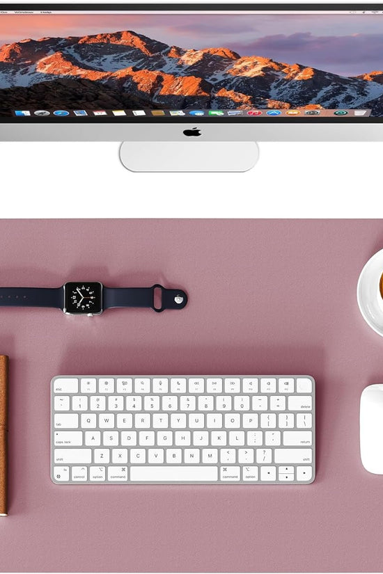 Leather Desk Pad Protector, Waterproof Mouse Pad, PU Desk Mat, Office Desk Cover, Desk Writing Mat for Office/Home/Work/Cubicle (Purple/Pink) 23.6X13.7In - Velinare