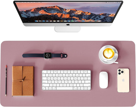 Leather Desk Pad Protector, Waterproof Mouse Pad, PU Desk Mat, Office Desk Cover, Desk Writing Mat for Office/Home/Work/Cubicle (Purple/Pink) 23.6X13.7In - Velinare