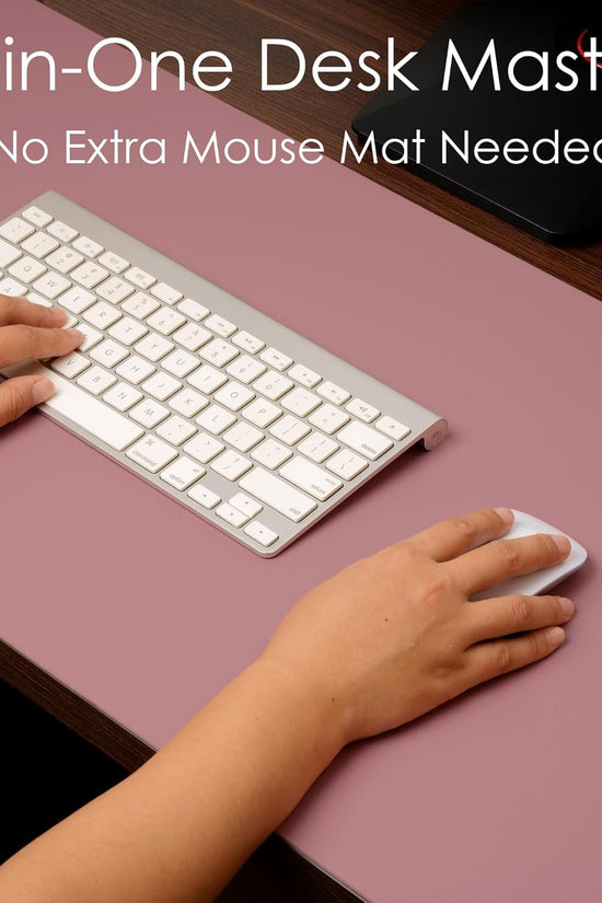 Leather Desk Pad Protector, Waterproof Mouse Pad, PU Desk Mat, Office Desk Cover, Desk Writing Mat for Office/Home/Work/Cubicle (Purple/Pink) 23.6X13.7In - Velinare