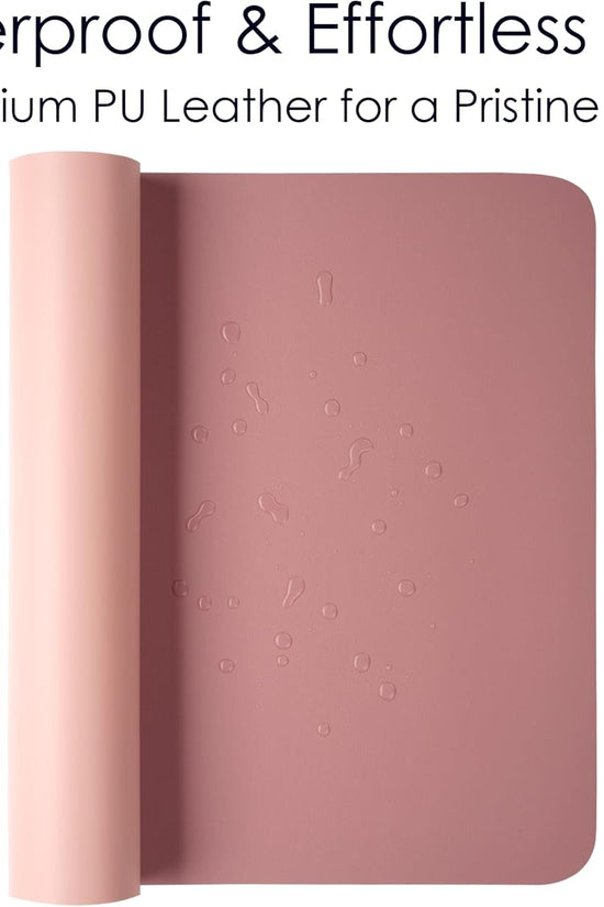 Leather Desk Pad Protector, Waterproof Mouse Pad, PU Desk Mat, Office Desk Cover, Desk Writing Mat for Office/Home/Work/Cubicle (Purple/Pink) 23.6X13.7In - Velinare