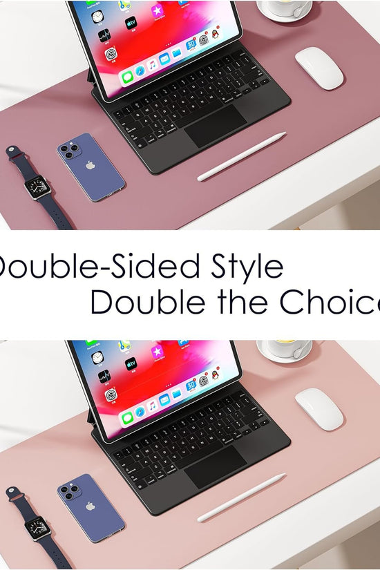 Leather Desk Pad Protector, Waterproof Mouse Pad, PU Desk Mat, Office Desk Cover, Desk Writing Mat for Office/Home/Work/Cubicle (Purple/Pink) 23.6X13.7In - Velinare