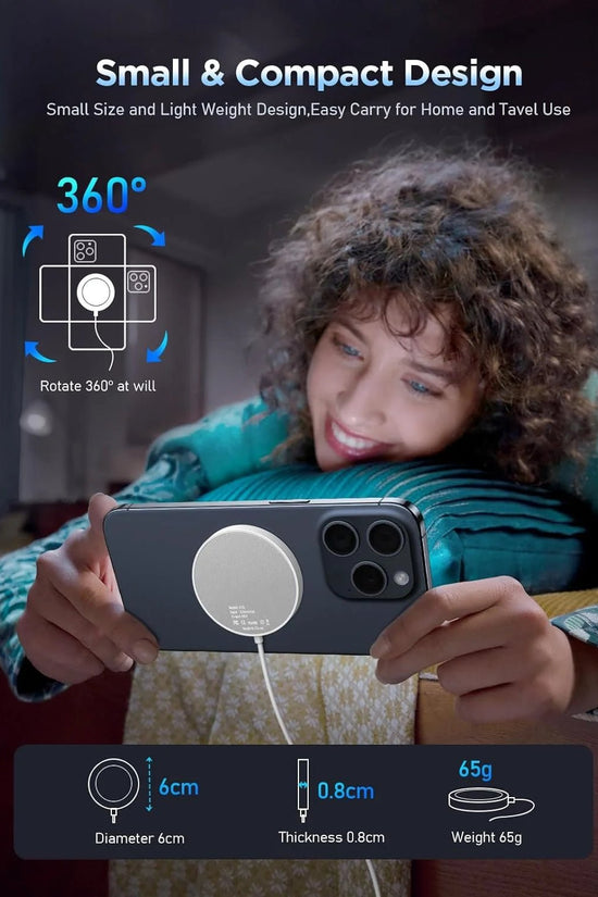 Magnetic Wireless Charger - Fast Charging Pad Compatible for Iphone 16/15/14/13 & Airpods, White - Velinare