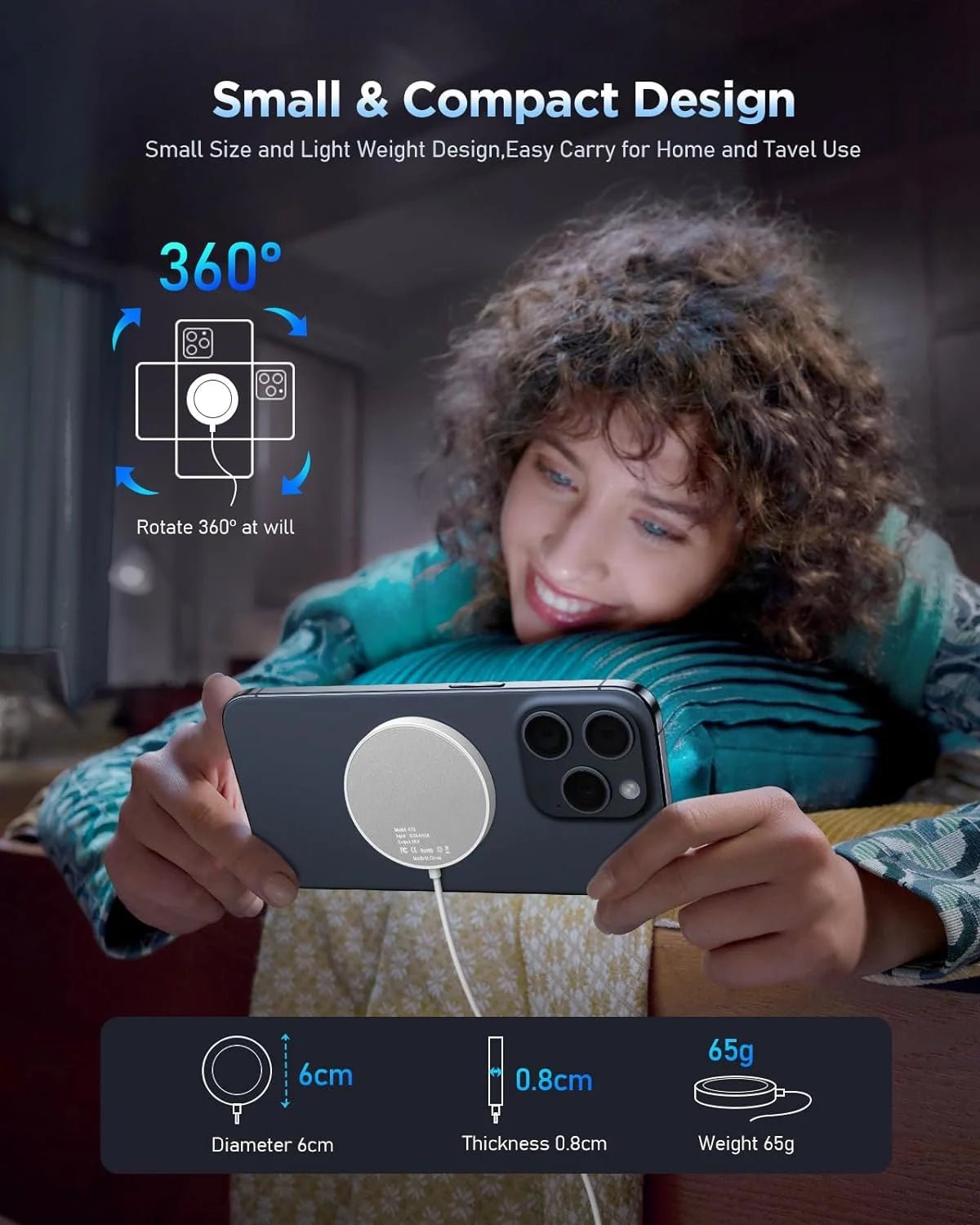 Magnetic Wireless Charger - Fast Charging Pad Compatible for Iphone 16/15/14/13 & Airpods, White - Velinare