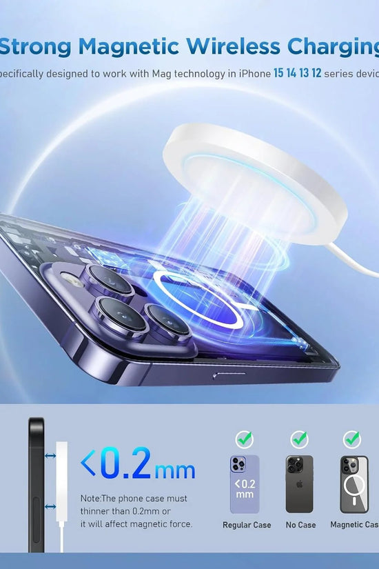 Magnetic Wireless Charger - Fast Charging Pad Compatible for Iphone 16/15/14/13 & Airpods, White - Velinare