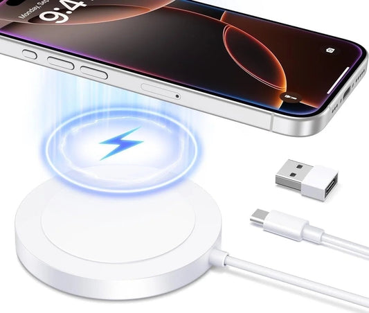 Magnetic Wireless Charger - Fast Charging Pad Compatible for Iphone 16/15/14/13 & Airpods, White - Velinare
