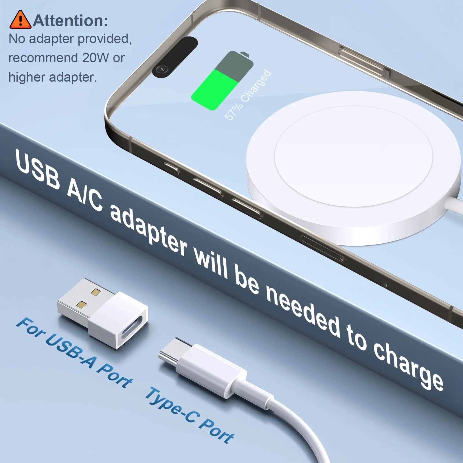 Magnetic Wireless Charger - Fast Charging Pad Compatible for Iphone 16/15/14/13 & Airpods, White - Velinare
