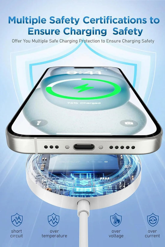 Magnetic Wireless Charger - Fast Charging Pad Compatible for Iphone 16/15/14/13 & Airpods, White - Velinare