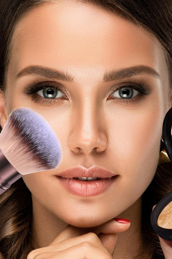 Makeup Brush Kabuki Face Brushes Retractable Travel Blush Brush Portable Flawless for Foundation, Powder Blush, Bronzer, Buffing, Liquid, Cream, Cruelty Free with Cover(Round - Head) - Velinare