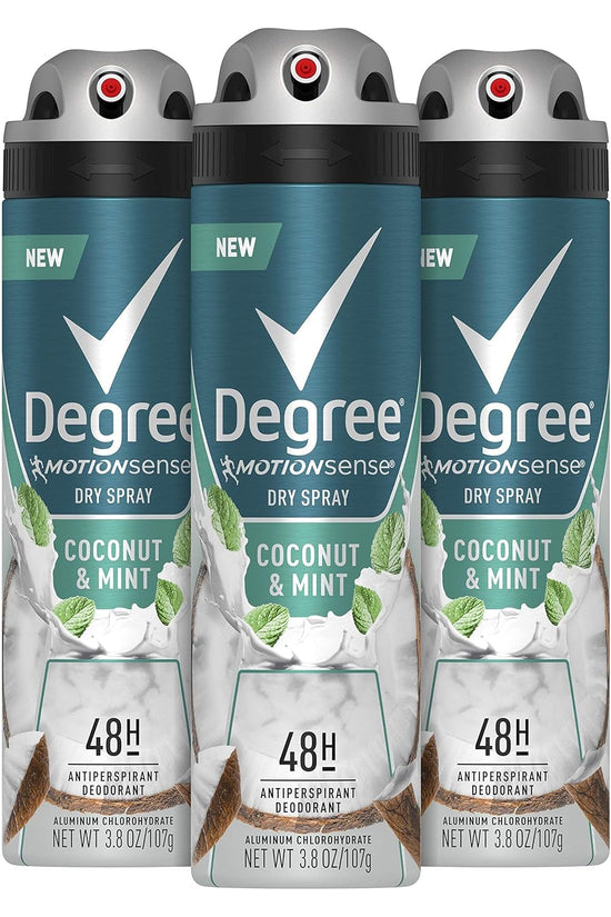 Men Antiperspirant Deodorant Dry Spray Coconut & Mint 3 Count 72Hr Sweat and Odor Protection for Men 3.8 Oz - Velinare