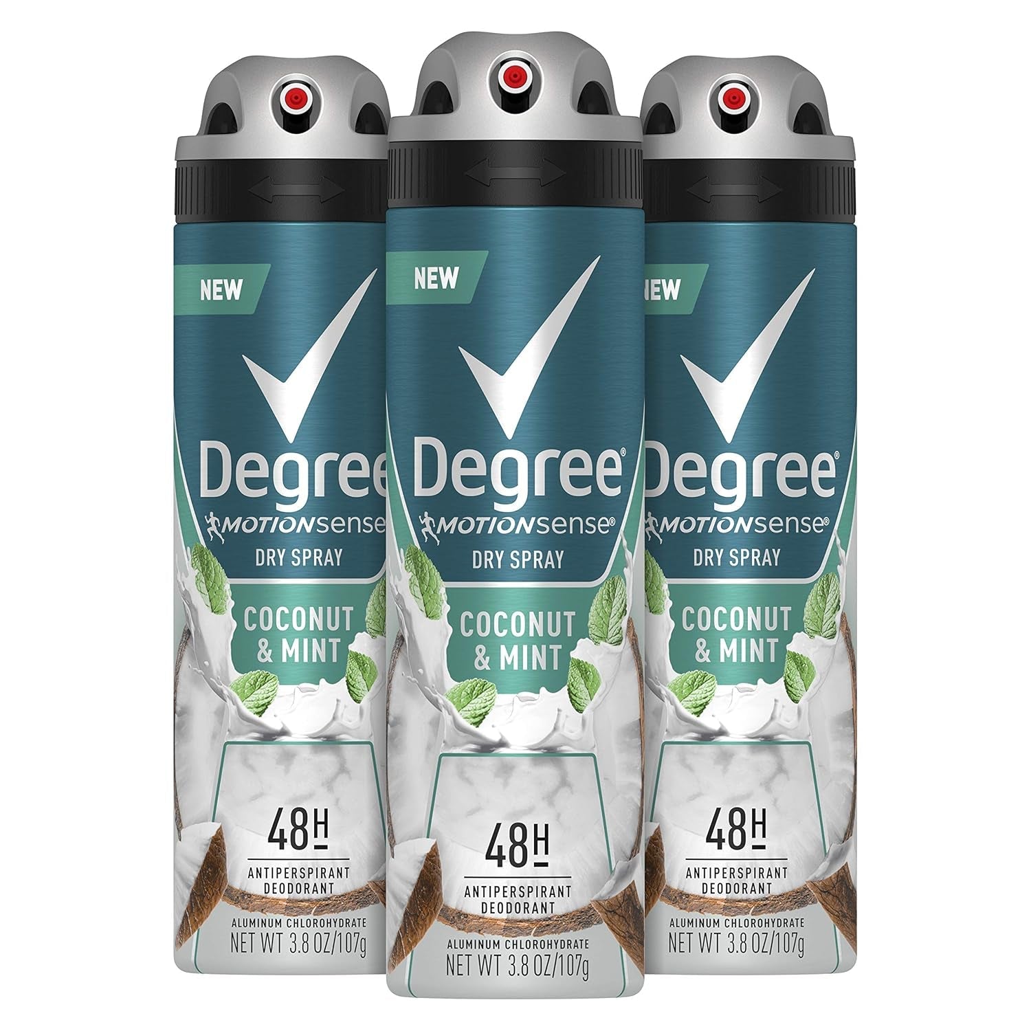 Men Antiperspirant Deodorant Dry Spray Coconut & Mint 3 Count 72Hr Sweat and Odor Protection for Men 3.8 Oz - Velinare