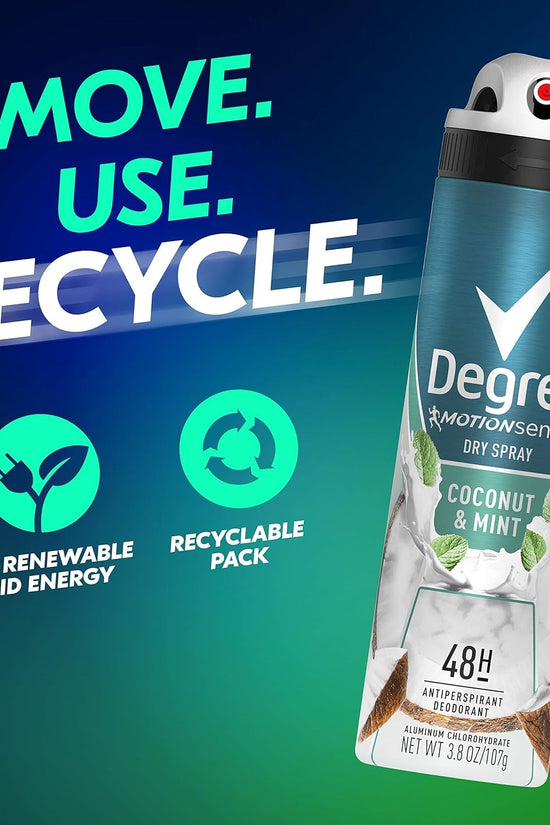 Men Antiperspirant Deodorant Dry Spray Coconut & Mint 3 Count 72Hr Sweat and Odor Protection for Men 3.8 Oz - Velinare
