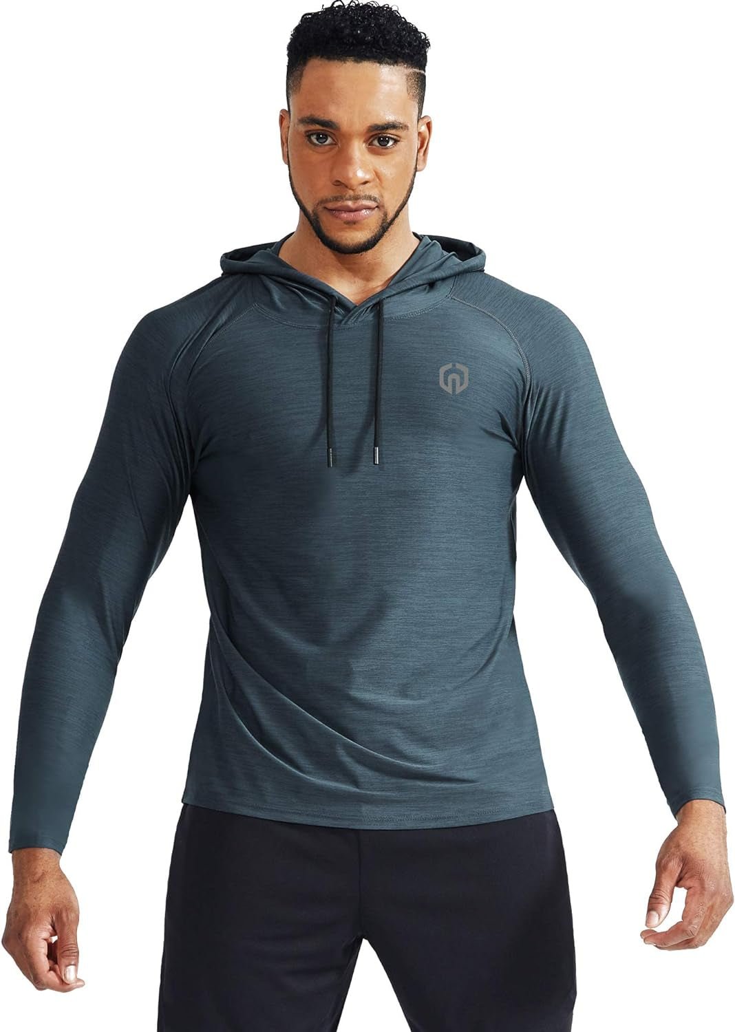 Men'S Dry Fit Athletic Shirt Workout Running Long Sleeve Shirts with Hoods - Velinare