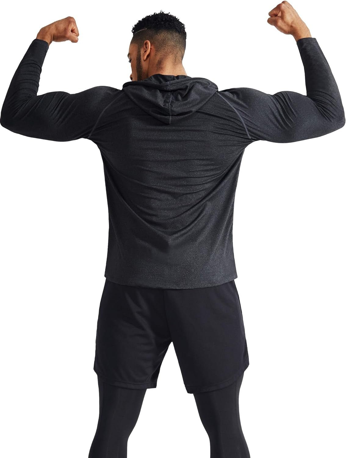 Men'S Dry Fit Athletic Shirt Workout Running Long Sleeve Shirts with Hoods - Velinare