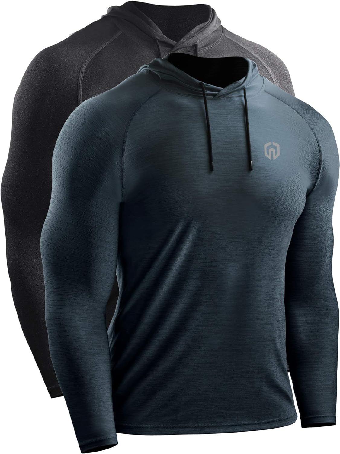 Men'S Dry Fit Athletic Shirt Workout Running Long Sleeve Shirts with Hoods - Velinare