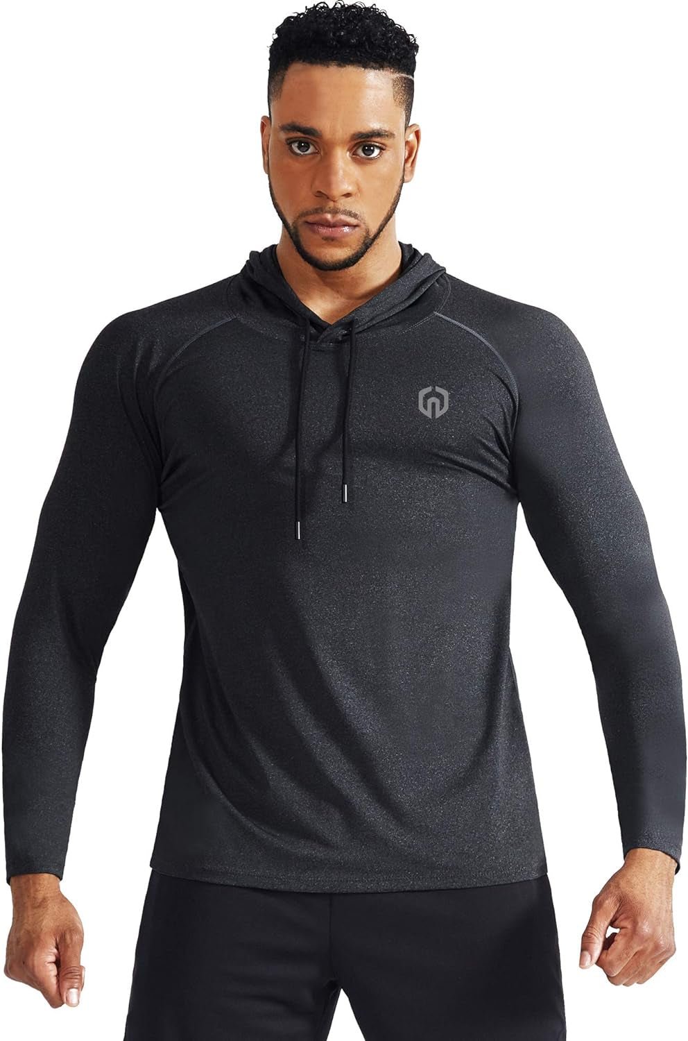 Men'S Dry Fit Athletic Shirt Workout Running Long Sleeve Shirts with Hoods - Velinare