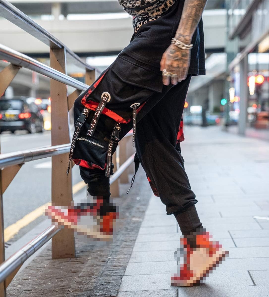 Men'S Jogger Pants Punk Cargo Baggy Techwear Hip Hop Harem Pants Streetwear Tactical Track Pant - Velinare