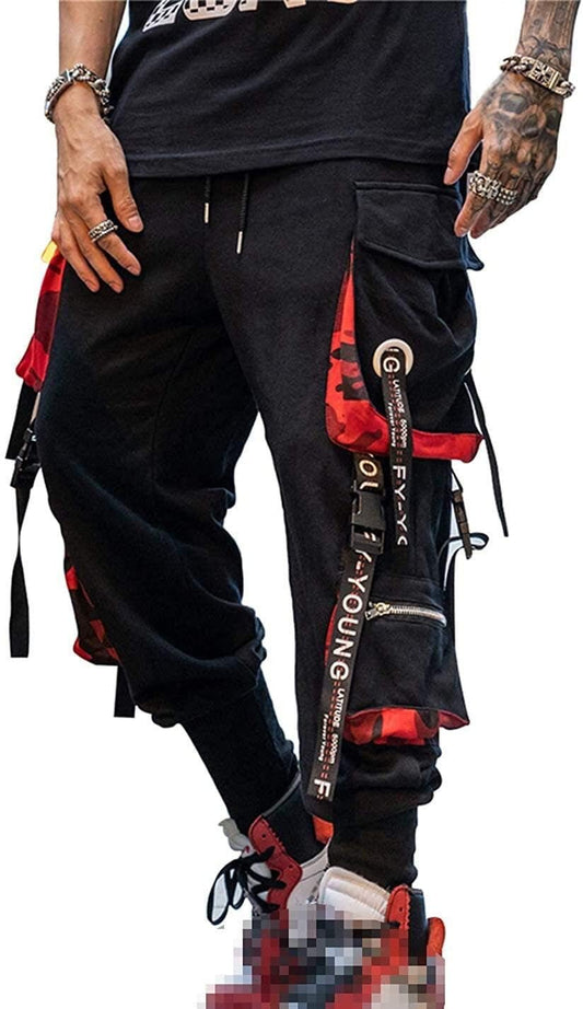 Men'S Jogger Pants Punk Cargo Baggy Techwear Hip Hop Harem Pants Streetwear Tactical Track Pant - Velinare