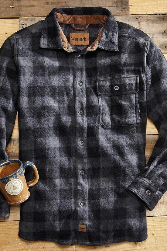 Mens Plaid Shirts for Men - Heavyweight Buffalo Plaid Fleece Shirt - Soft - Velinare