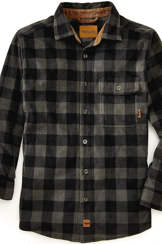 Mens Plaid Shirts for Men - Heavyweight Buffalo Plaid Fleece Shirt - Soft - Velinare