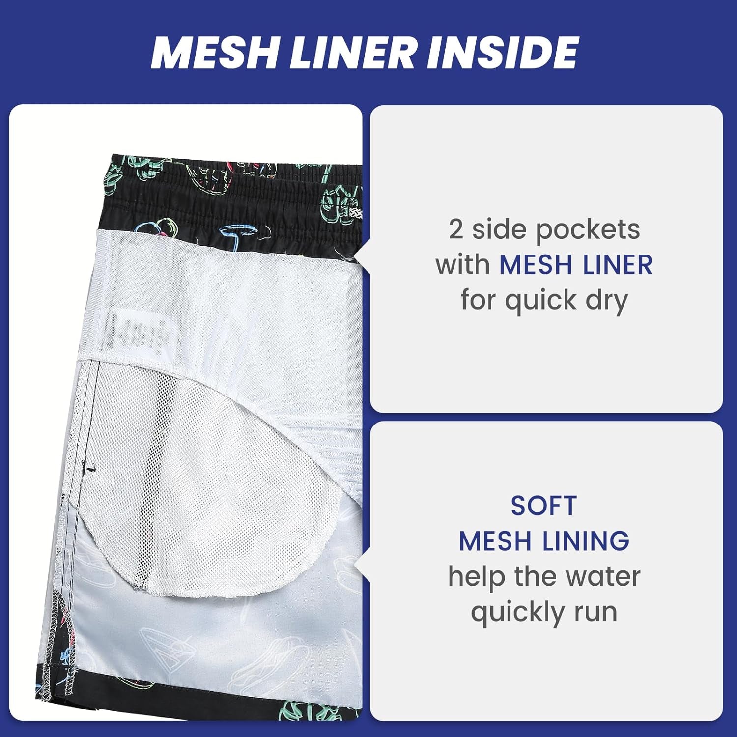 Mens Swim Trunks 5" Quick Dry Beach Shorts Bathing Suits with Mesh Lining Pockets - Velinare