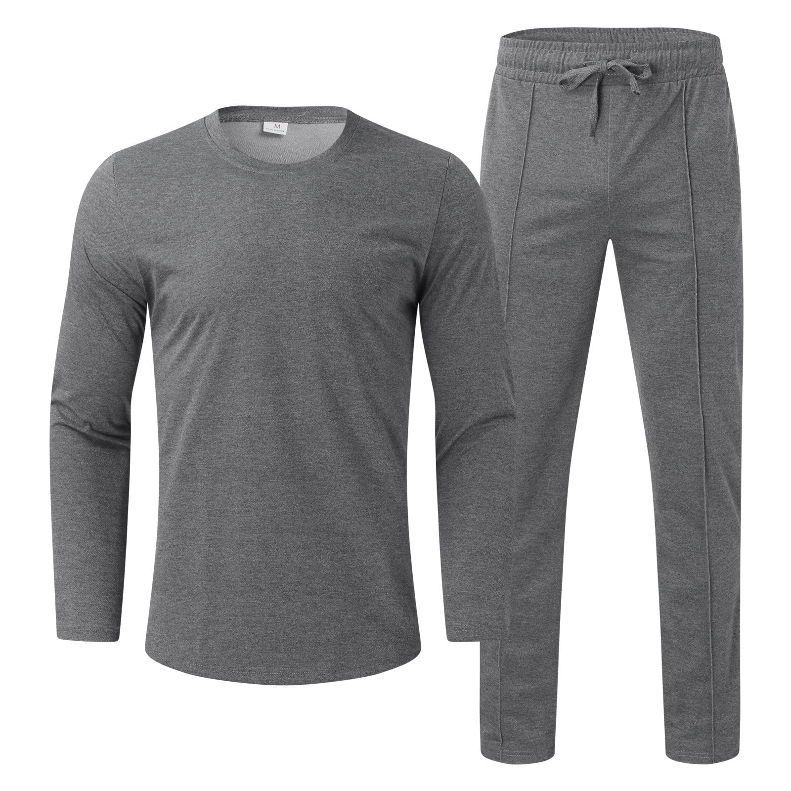 Men'S Tracksuits Tight T-Shirt and Pants Set Outfit Two - Piece Fitness Solid Training Casual Sports Sweatsuits - Velinare