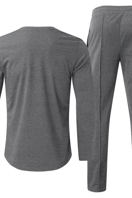 Men'S Tracksuits Tight T-Shirt and Pants Set Outfit Two - Piece Fitness Solid Training Casual Sports Sweatsuits - Velinare