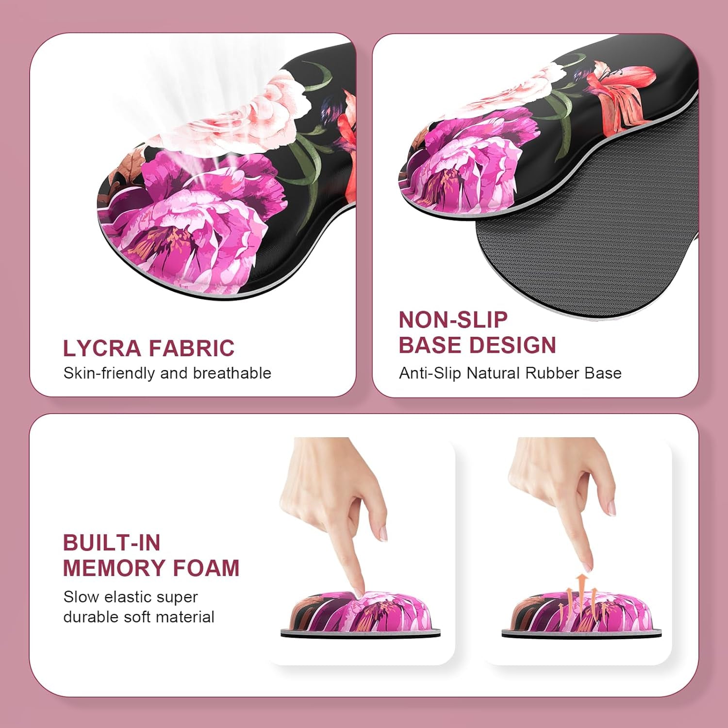 Mouse Pad Set, Desk Mat + Mouse Pad with Wrist Rest + Keyboard Wrist Rest + Coaster, Mouse and Keyboard Pad Set with Stitched Edge & Non - Slip Base, Desk Pad Mat for Work Gaming, Peony Flower - Velinare