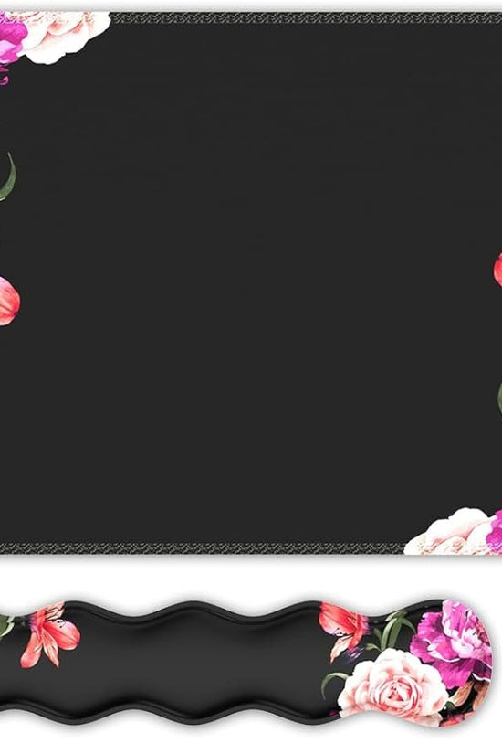Mouse Pad Set, Desk Mat + Mouse Pad with Wrist Rest + Keyboard Wrist Rest + Coaster, Mouse and Keyboard Pad Set with Stitched Edge & Non - Slip Base, Desk Pad Mat for Work Gaming, Peony Flower - Velinare