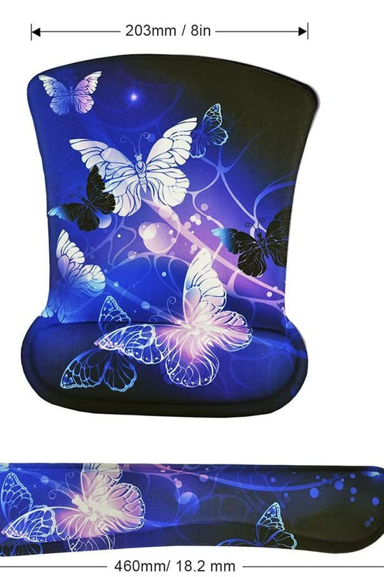 Mouse Pad with Wrist Support and Keyboard Wrist Rest Pad Set,Ergonomic Mouse Pads for Computers Laptop,Non - Slip Comfortable Mousepad W/Raised Memory Foam for Easy Typing & Pain Relief (Arts Butterfly) - Velinare