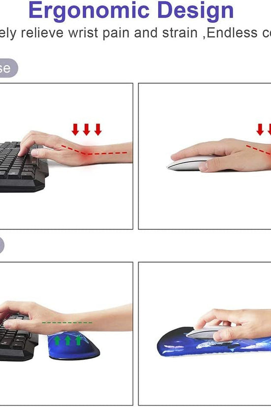Mouse Pad with Wrist Support and Keyboard Wrist Rest Pad Set,Ergonomic Mouse Pads for Computers Laptop,Non - Slip Comfortable Mousepad W/Raised Memory Foam for Easy Typing & Pain Relief (Arts Butterfly) - Velinare