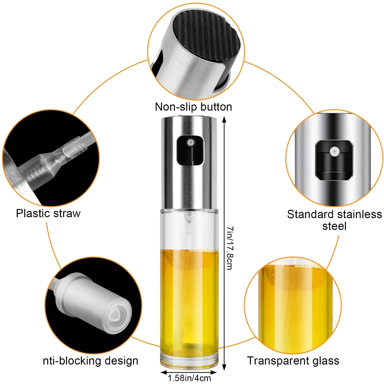 Oil Sprayer for Cooking, 100Ml Olive Oil Sprayer, Glassoil Sprayer - With Baking Brush, Bottle Brush and Oil Funnel, Oil Spray Bottle for Salad,Bbq, Kitchen Baking, Roasting - Velinare