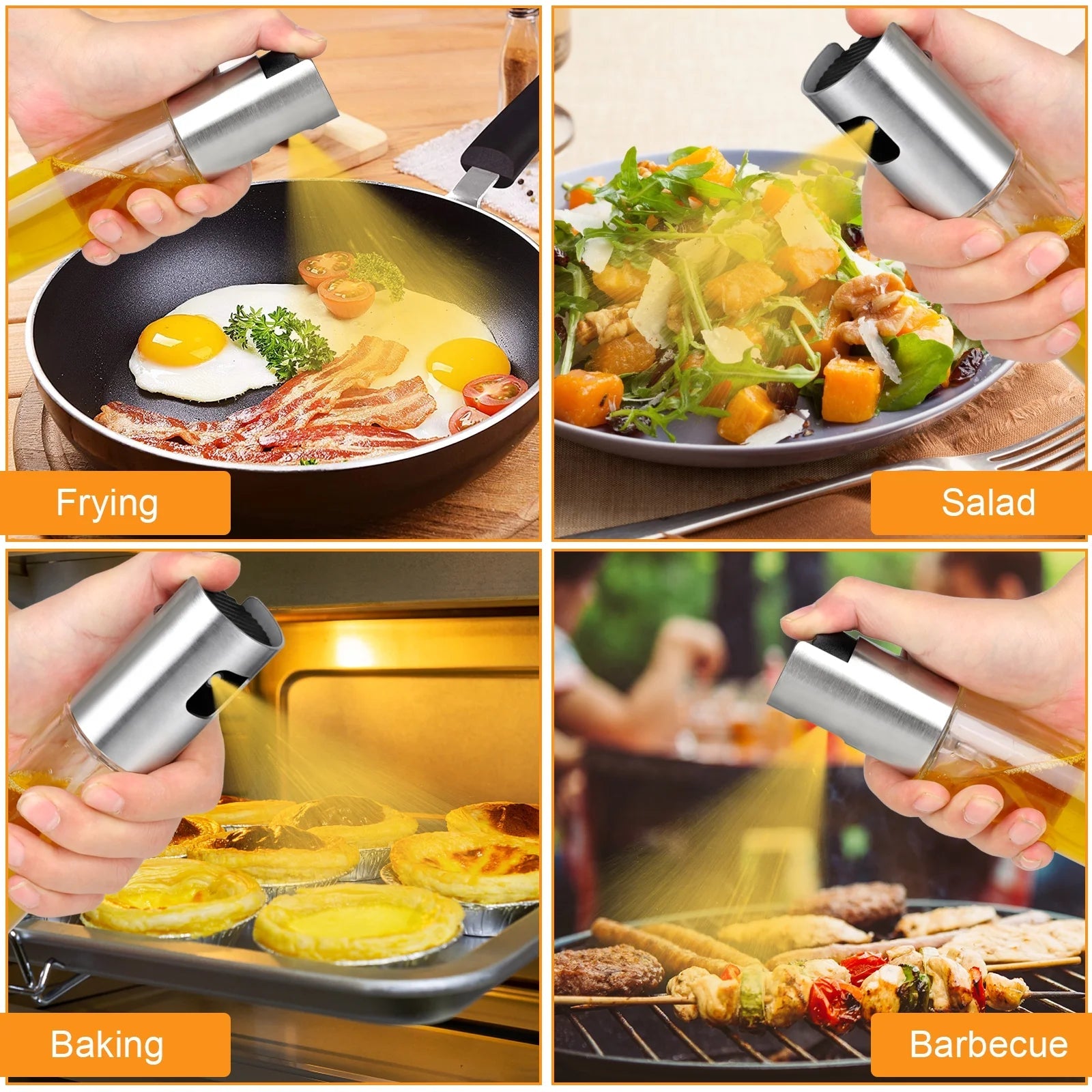 Oil Sprayer for Cooking, 100Ml Olive Oil Sprayer, Glassoil Sprayer - With Baking Brush, Bottle Brush and Oil Funnel, Oil Spray Bottle for Salad,Bbq, Kitchen Baking, Roasting - Velinare