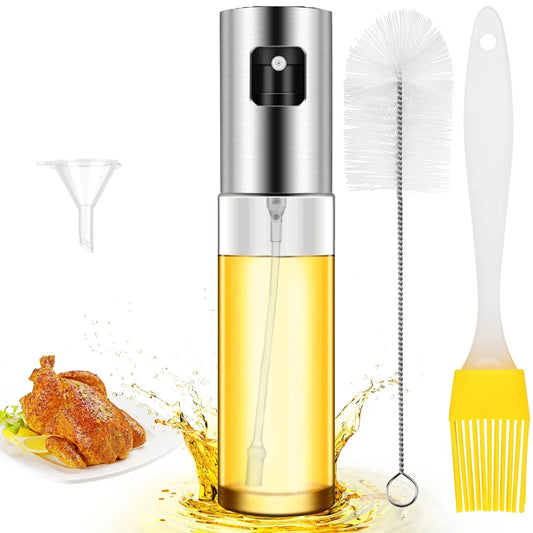 Oil Sprayer for Cooking, 100Ml Olive Oil Sprayer, Glassoil Sprayer - With Baking Brush, Bottle Brush and Oil Funnel, Oil Spray Bottle for Salad,Bbq, Kitchen Baking, Roasting - Velinare