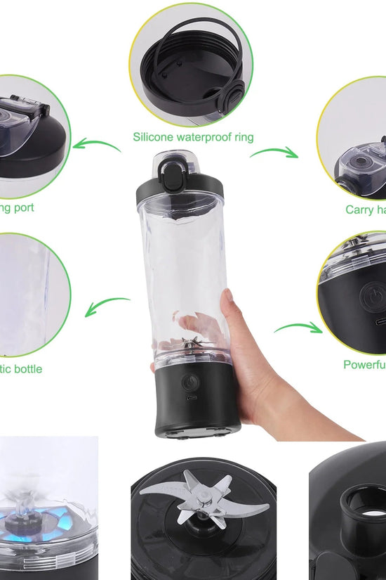 Portable Blender for Shakes and Smoothies, Personal Blender for Shakes with 21 Oz Travel Cup, Mini Personal Size Blender with 10 Blades and USB Rechargeable for Gym, Home and Outdoors, Black - Velinare
