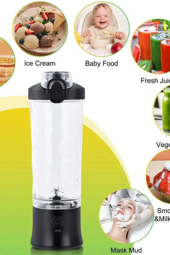 Portable Blender for Shakes and Smoothies, Personal Blender for Shakes with 21 Oz Travel Cup, Mini Personal Size Blender with 10 Blades and USB Rechargeable for Gym, Home and Outdoors, Black - Velinare