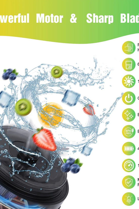 Portable Blender for Shakes and Smoothies, Personal Blender for Shakes with 21 Oz Travel Cup, Mini Personal Size Blender with 10 Blades and USB Rechargeable for Gym, Home and Outdoors, Black - Velinare