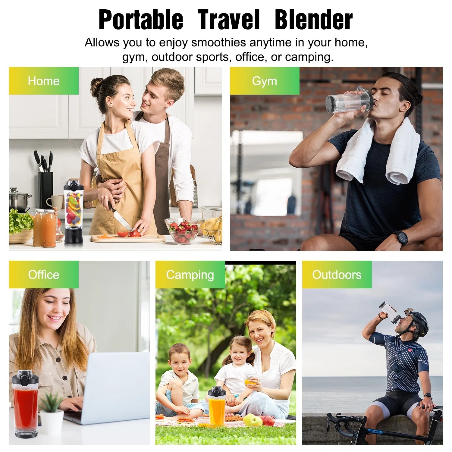 Portable Blender for Shakes and Smoothies, Personal Blender for Shakes with 21 Oz Travel Cup, Mini Personal Size Blender with 10 Blades and USB Rechargeable for Gym, Home and Outdoors, Black - Velinare