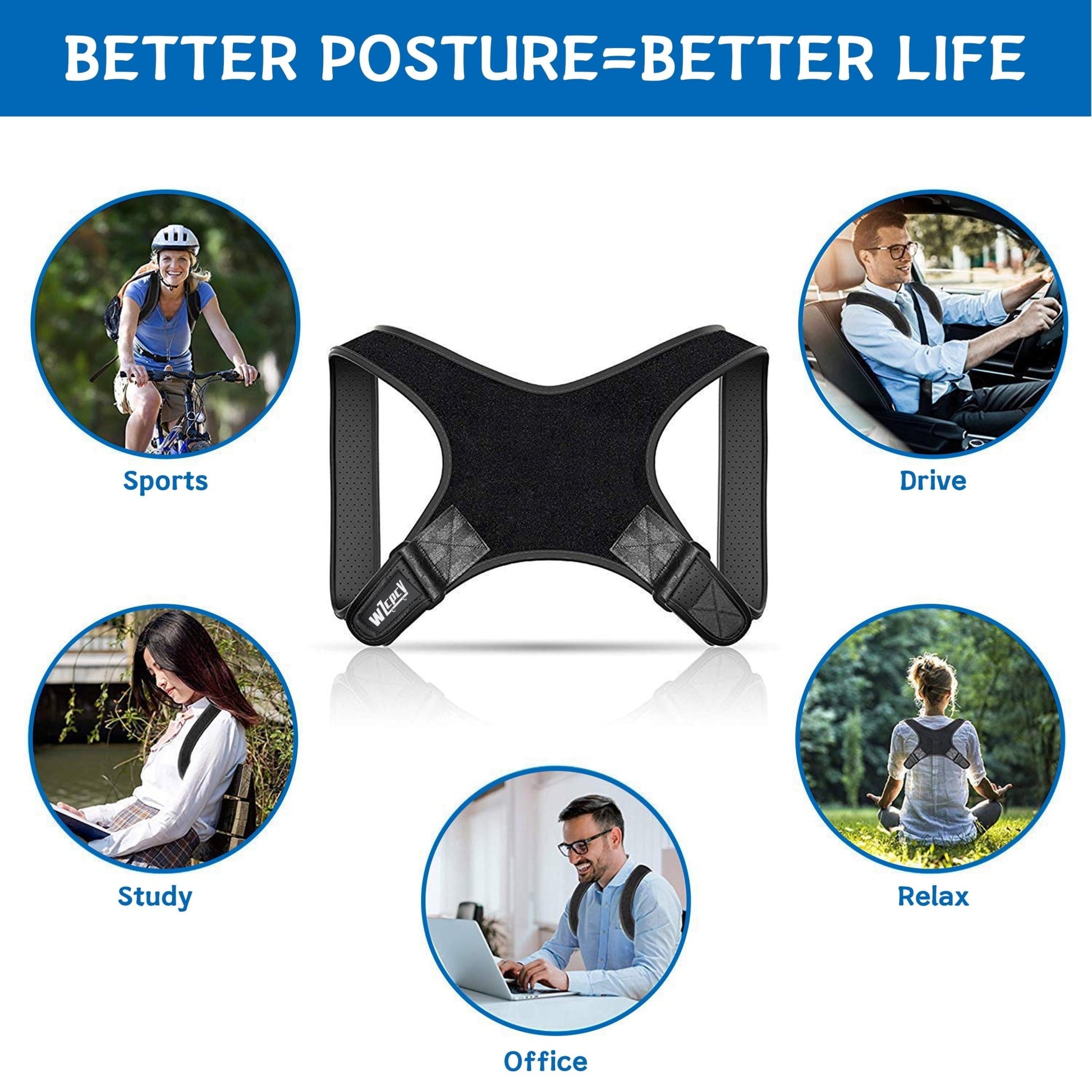 Posture Corrector Brace for Women Men,Back Brace for Posture for Women and Men with Adjustable Shoulder Braces and Cushion Pads,Corrects Hunching&Bad Posture&Shoulder Neck Pain - Velinare