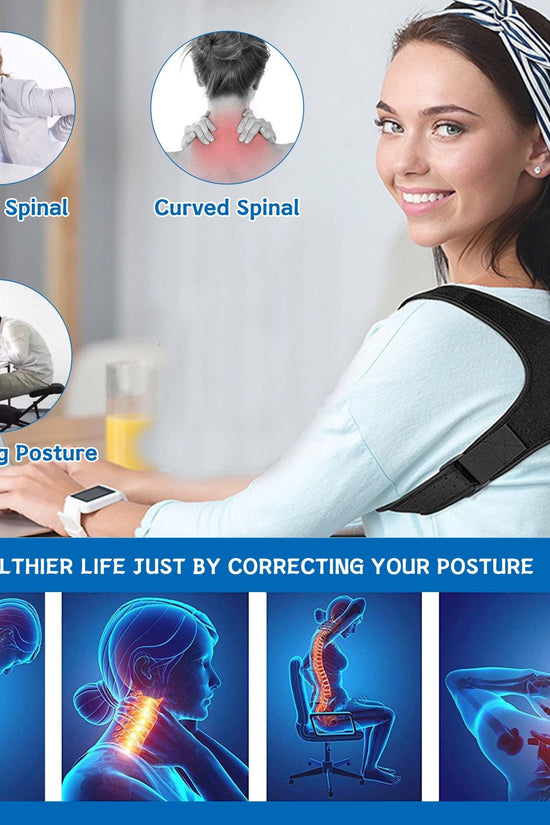 Posture Corrector Brace for Women Men,Back Brace for Posture for Women and Men with Adjustable Shoulder Braces and Cushion Pads,Corrects Hunching&Bad Posture&Shoulder Neck Pain - Velinare