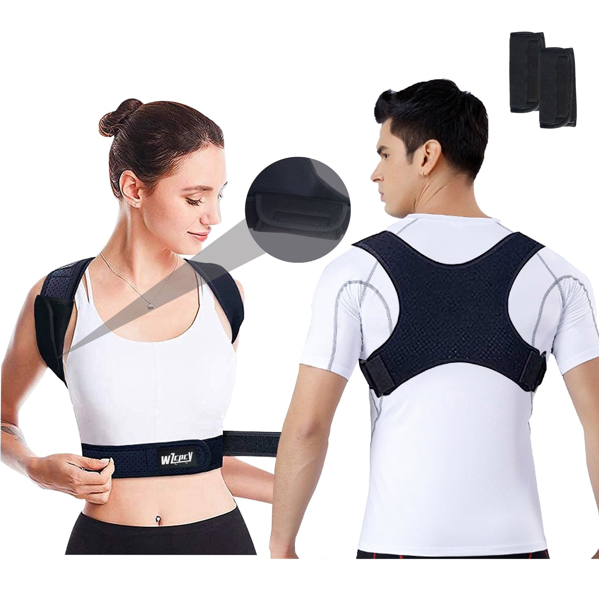 Posture Corrector Brace for Women Men,Back Brace for Posture for Women and Men with Adjustable Shoulder Braces and Cushion Pads,Corrects Hunching&Bad Posture&Shoulder Neck Pain - Velinare