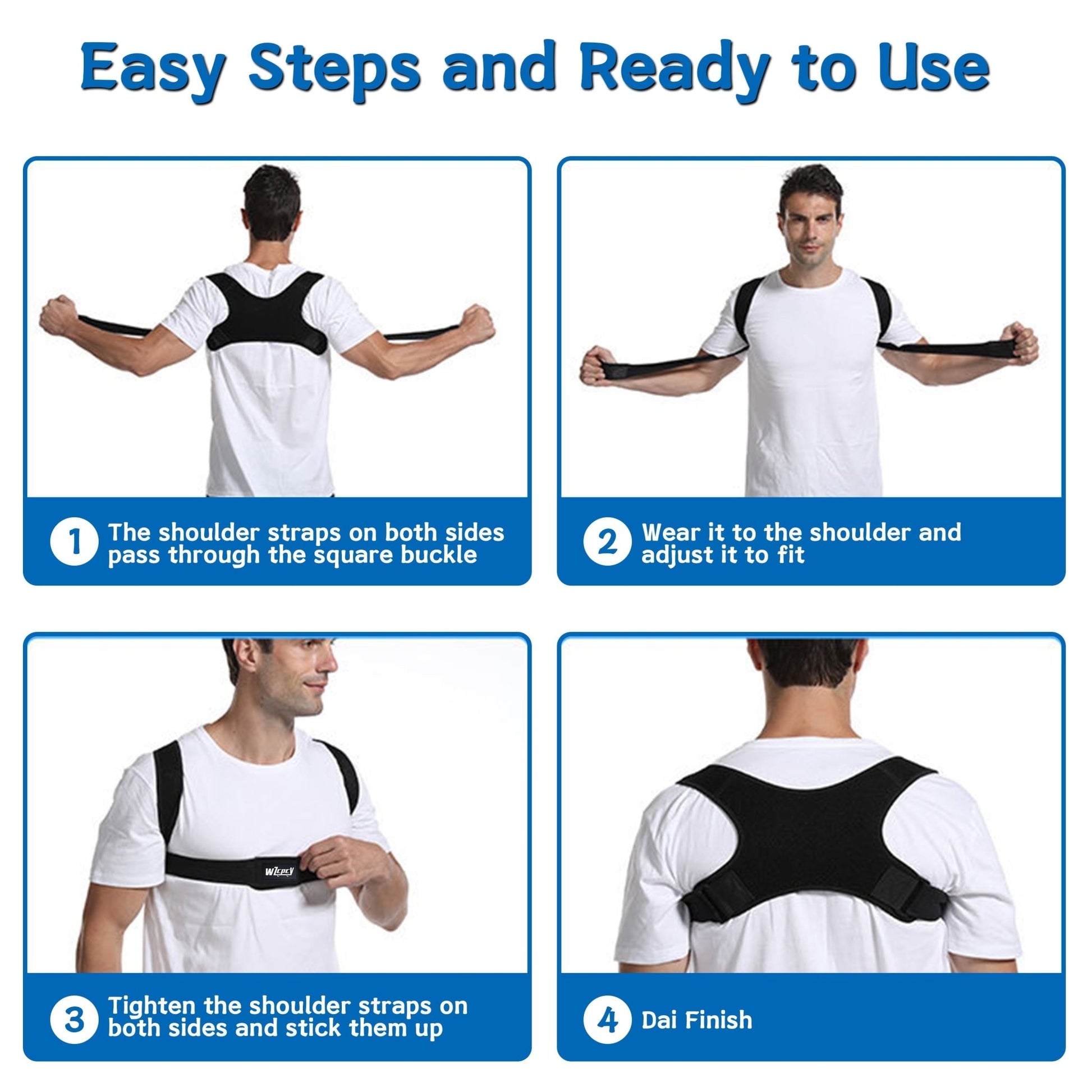 Posture Corrector Brace for Women Men,Back Brace for Posture for Women and Men with Adjustable Shoulder Braces and Cushion Pads,Corrects Hunching&Bad Posture&Shoulder Neck Pain - Velinare