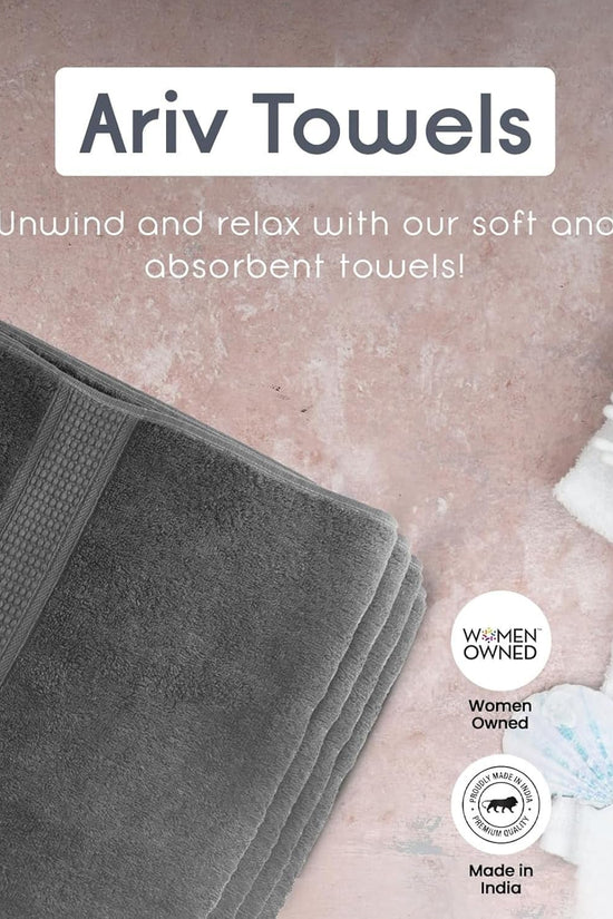 Premium Bath Towels Pack of 4, 100% Cotton, Large, Super Soft, Highly Absorbent, Quick Dry, Durable, Comfortable, Great Value & Quality, Perfect for Home & Bathroom - Grey - Velinare
